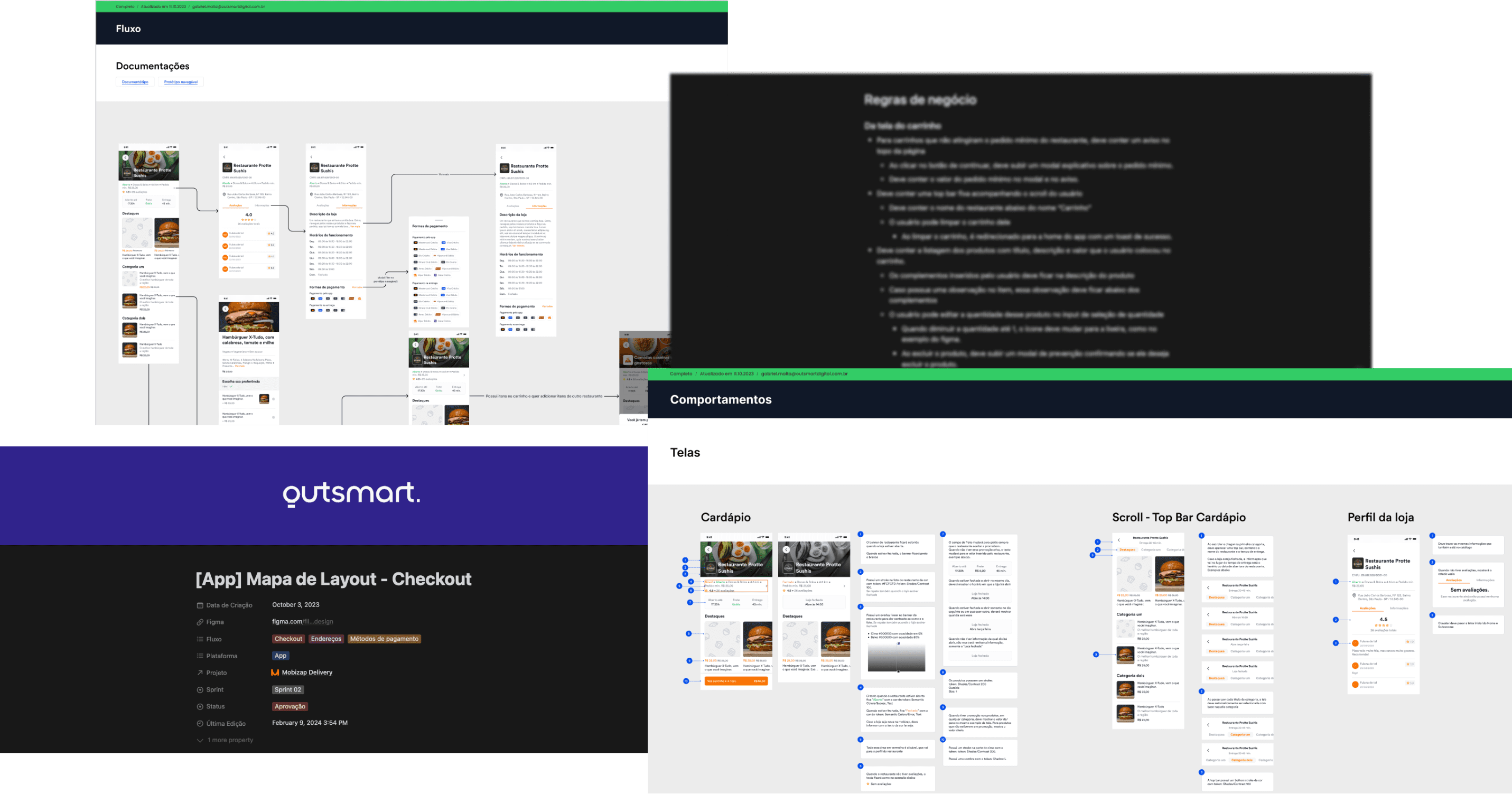 Documentação de handoff no Figma e Notion